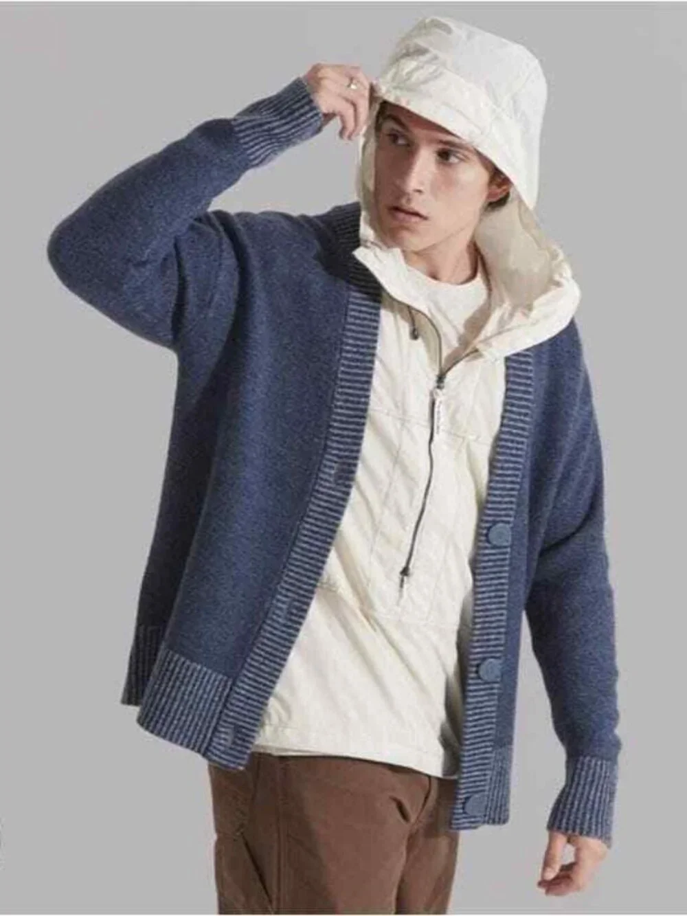 NEW Allbirds $145 The Cardi Ironbark Merino Wool V-Neck Cardigan Blue